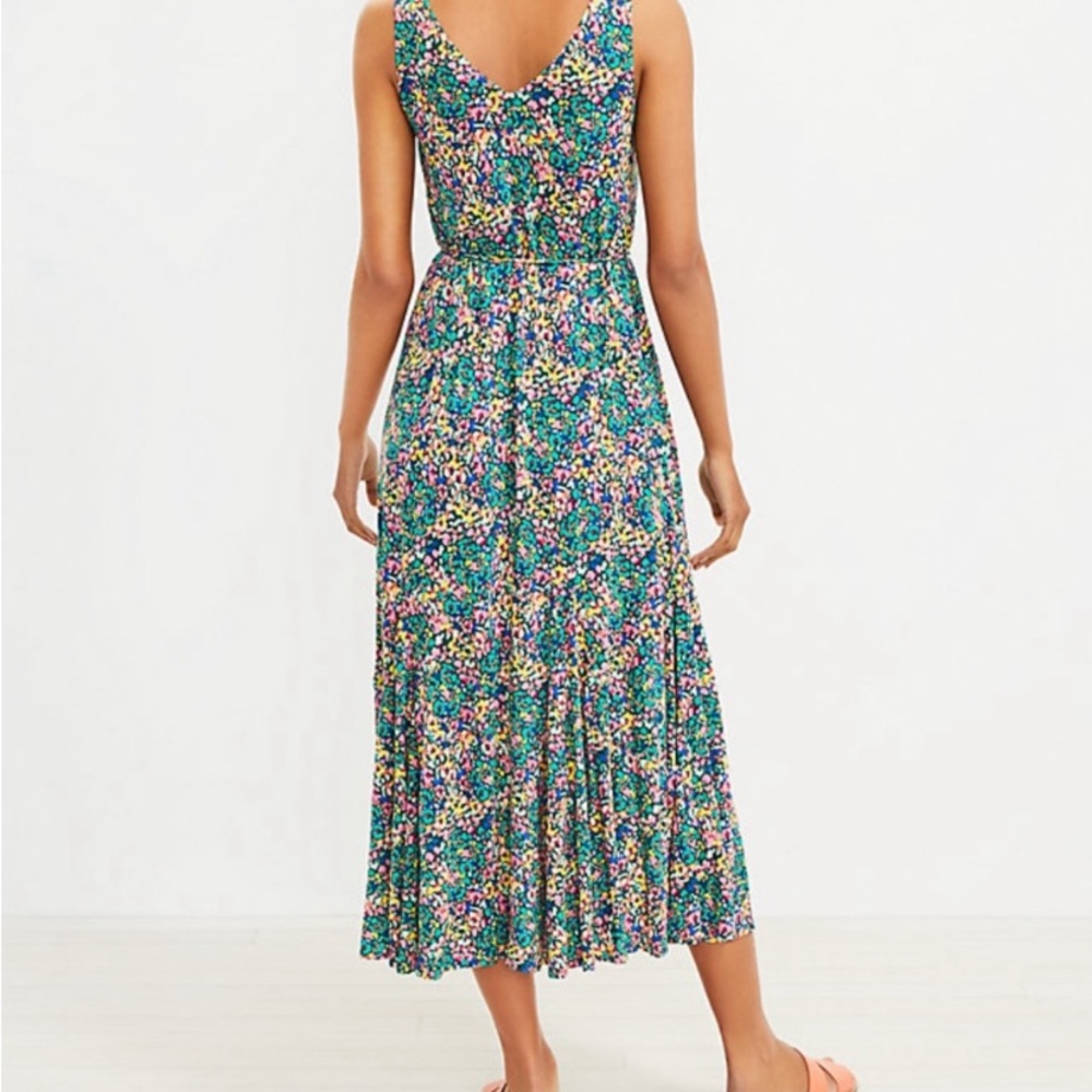 LOFT Floral Maxi Dress in Teal, Pink & Yellow - Picture 3 of 10